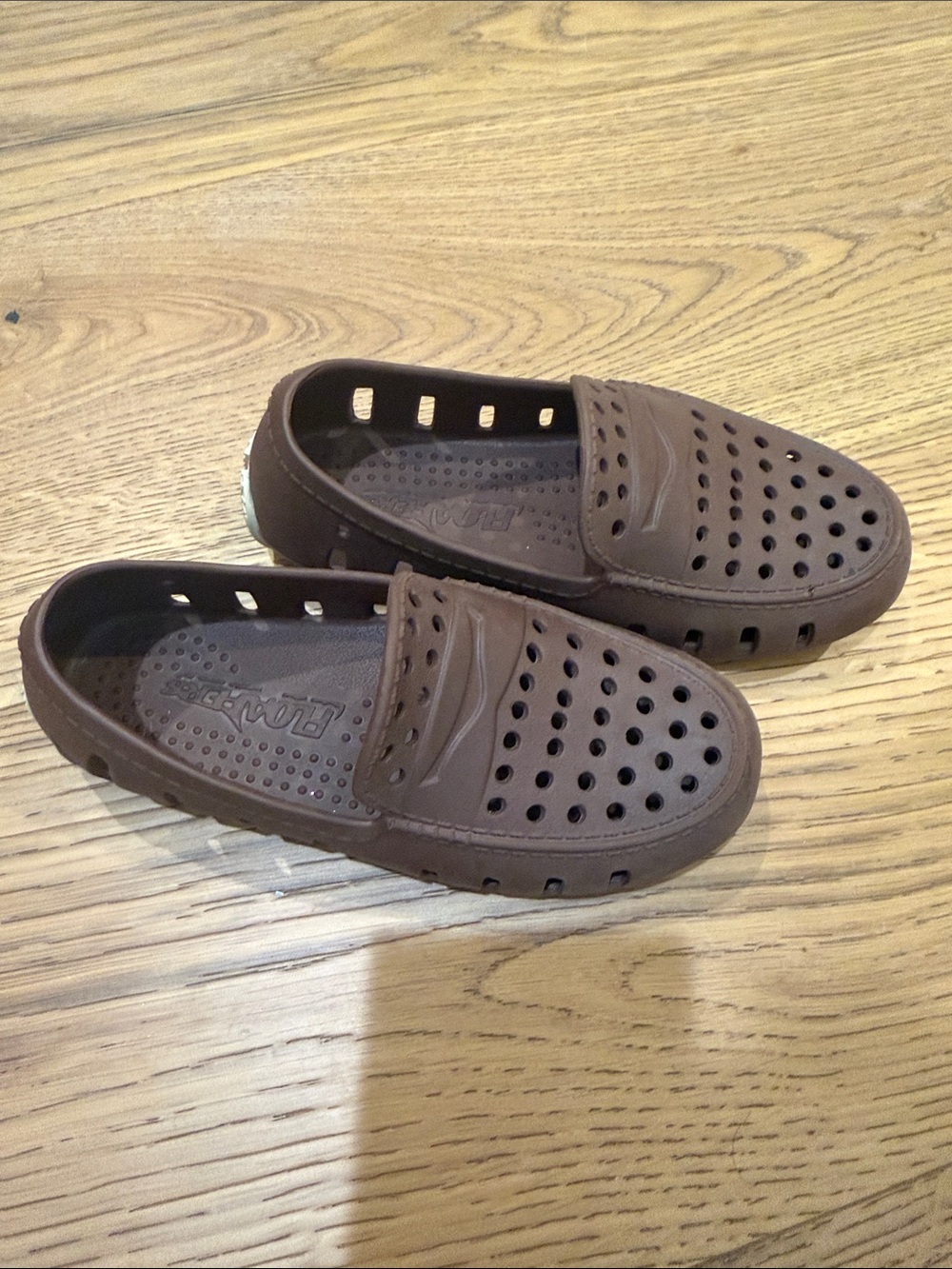 Kids Brown Ventilated Slip-On Loafers